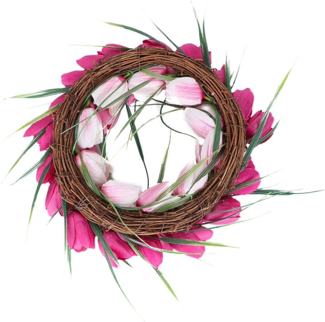Cabilock Artificial Gradient Flower Wreath for Home Decoration Light Pink Hanging Garland for Door Wall and Hallway Decor Christmas and Year Celebrations