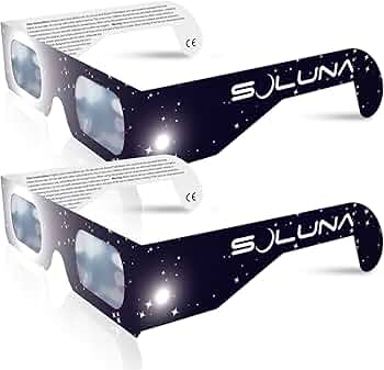 Solar Eclipse Glasses - CE and ISO Certified Safe Shades for Direct Sun Viewing - Made in the USA (2 Pack)