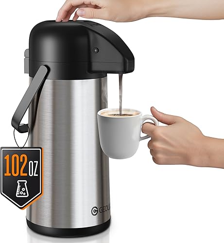 Airpot - Jarra de café para mantener el calor, dispensador de café grande de 102 onzas3 litros con bomba, urna térmica de acero inoxidable para