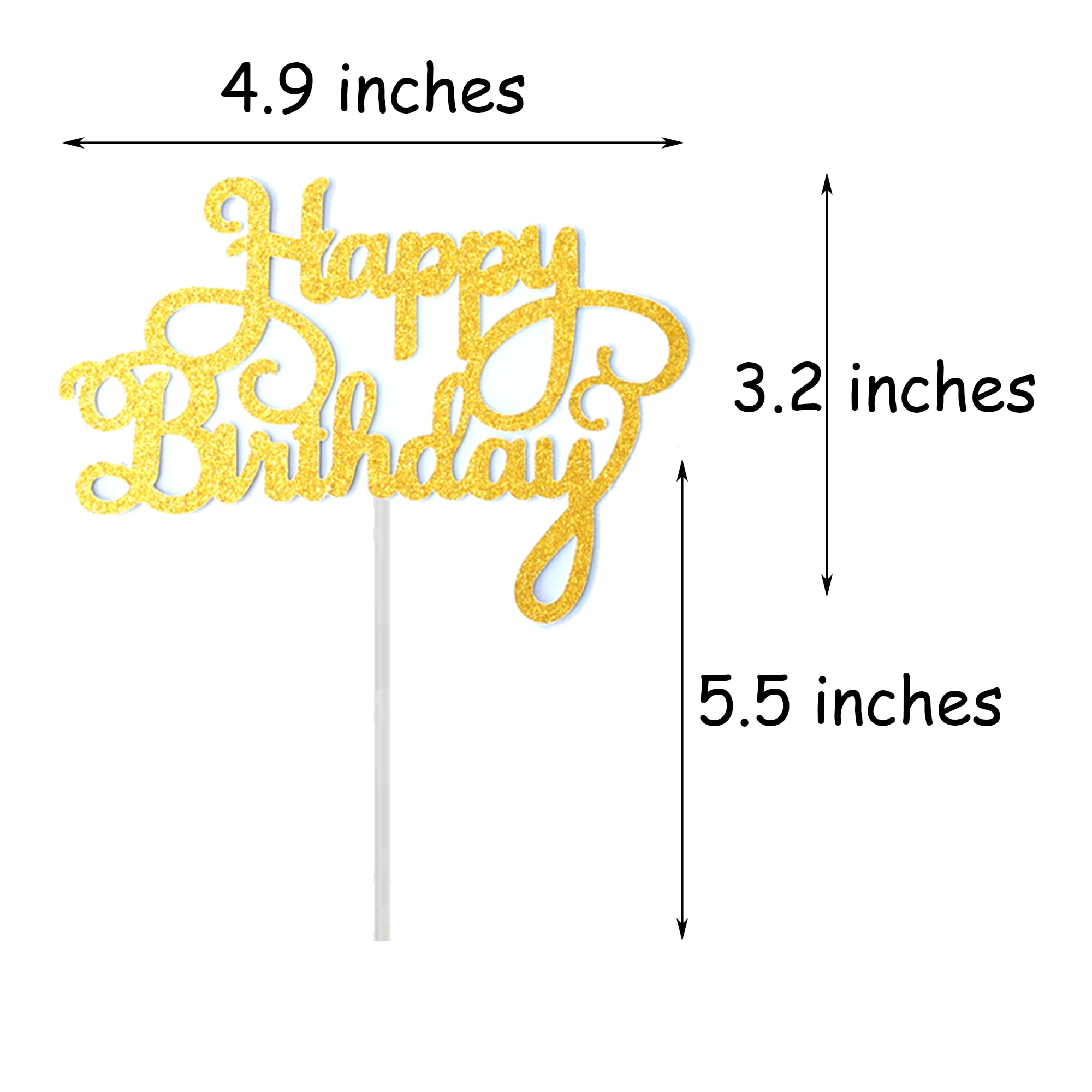 Chewarelly 24 Pack Multi Colors Birthday Cake Topper Set, Glitter Cake Bunting Decor Birthday Cake Picks Party Decorations Supplies(Classic)