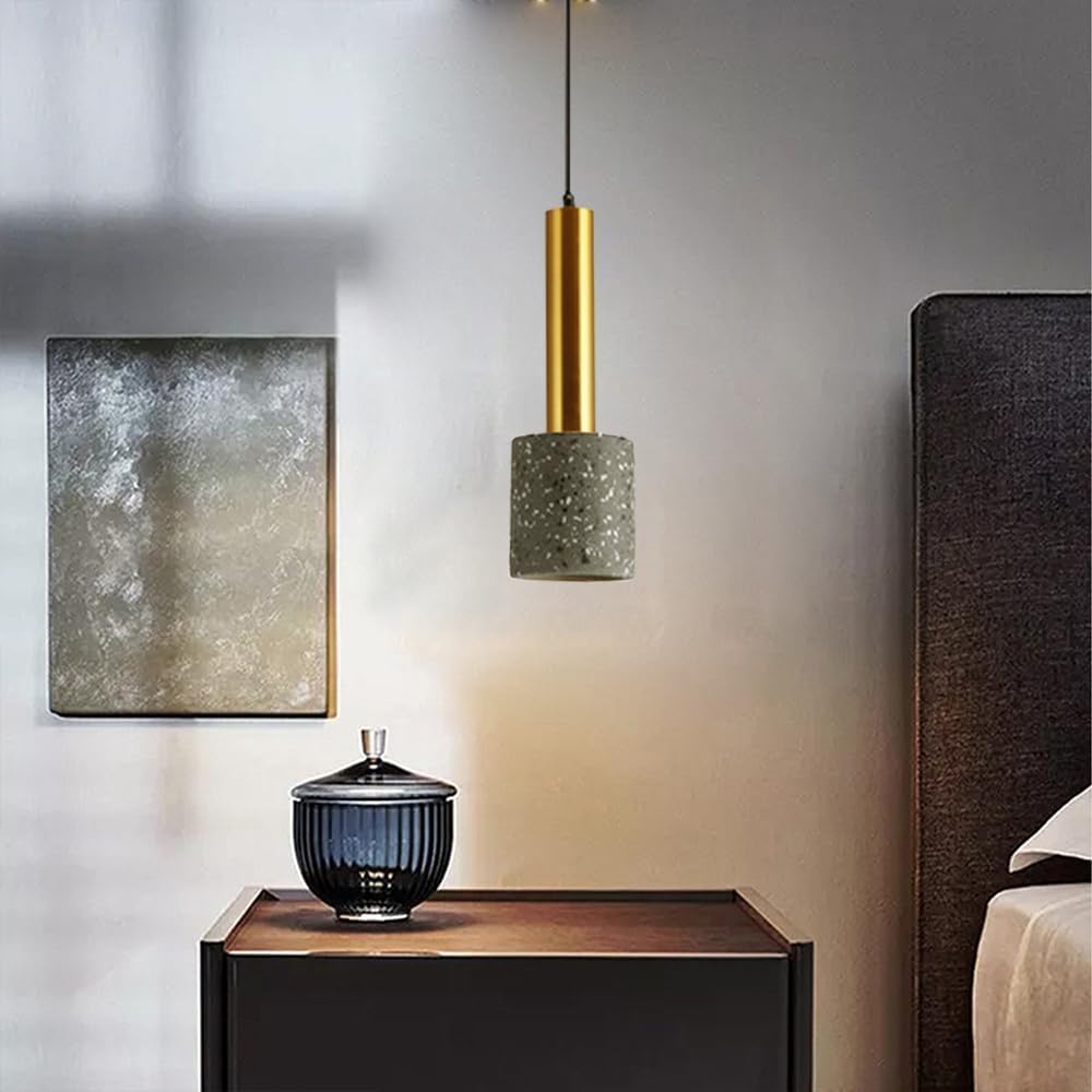 Miniaturowa lampa wisząca Cement Cylindryczna miedziana lampa sufitowa wisząca Czarny betonowy żyrandol przemysłowy Biały różowy Nowoczesna oprawa oświetleniowa do sypialni Nocna j
