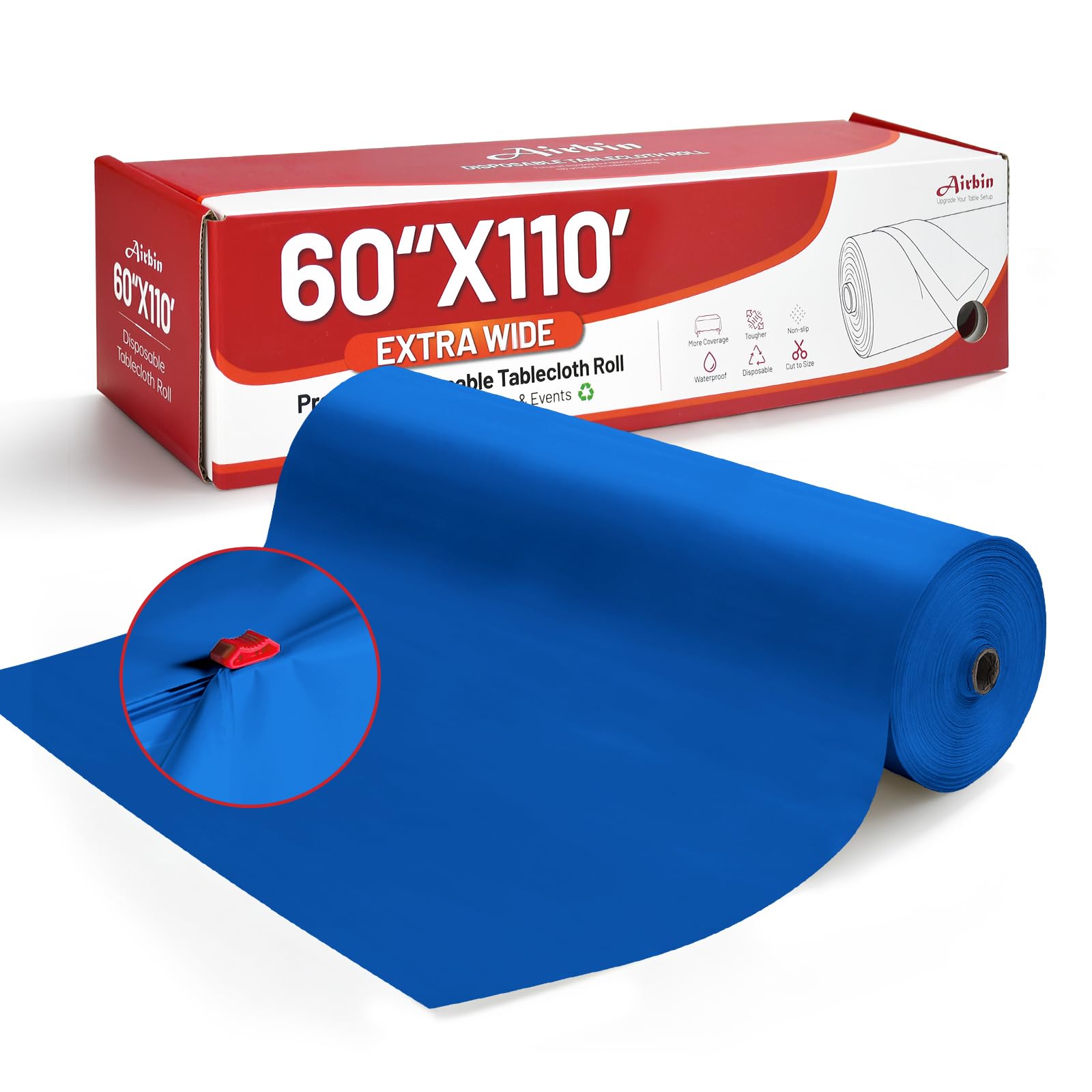 Plastic Table Cloth, Extra Wide 60 In X 110 Ft PEVA Disposable Tablecloth
