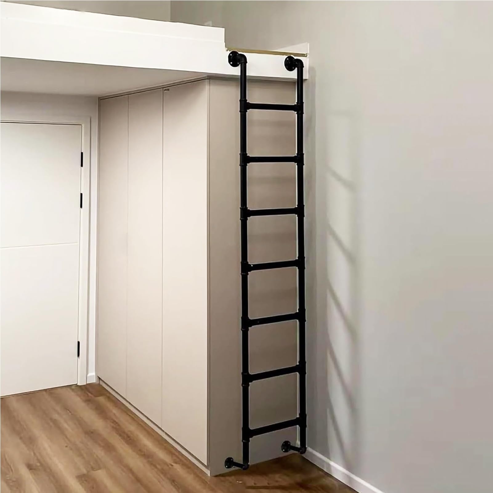 Escalera de hierro forjado de hierro forjado montada en la pared para el ático de la ventana, con diseño antideslizante para el hogar, loft, escalera de escape de incendios, 100 300 cm (175 cm)