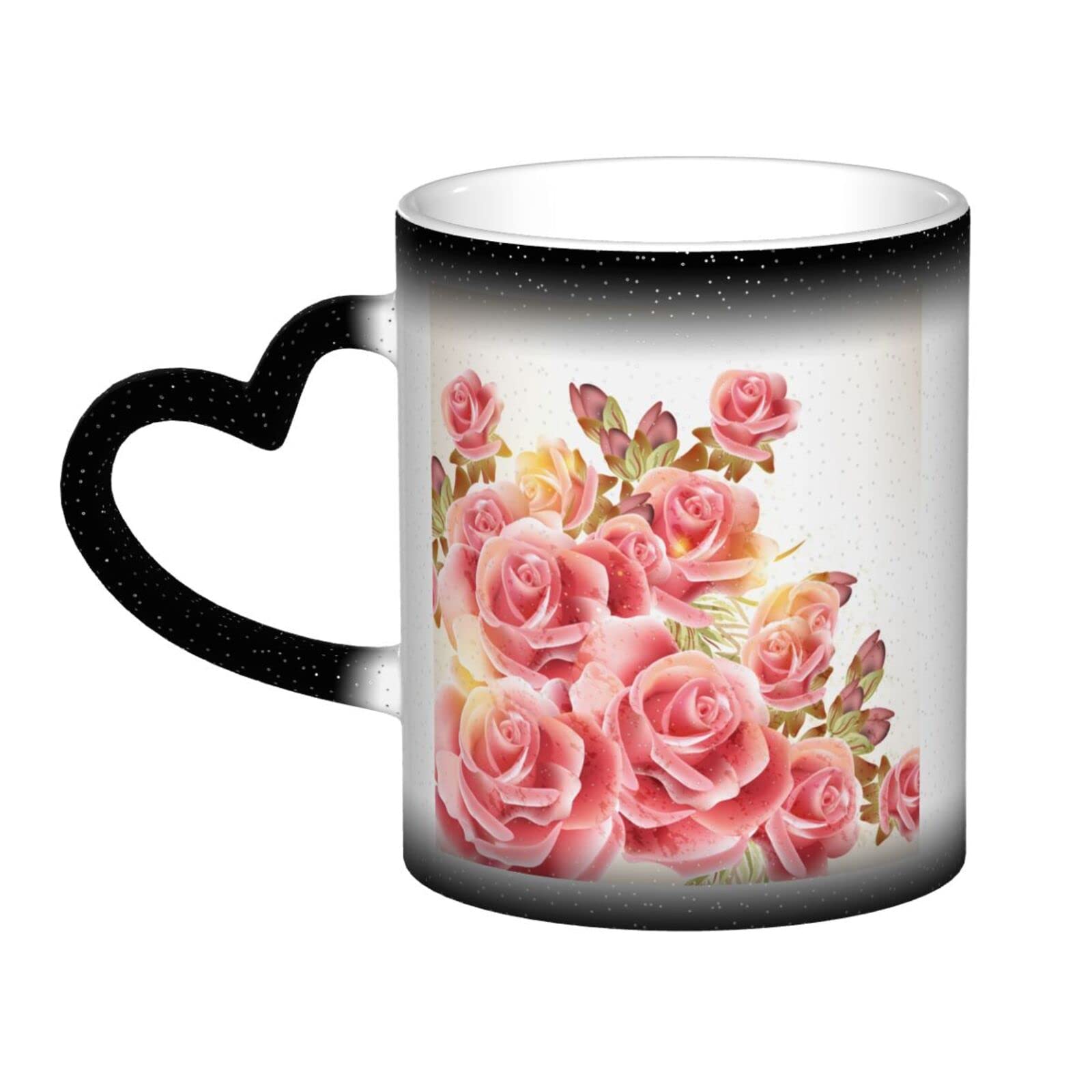 NDDCEDEW Ceramic Coffee Mug with Heat Sensitive Design - 11oz Magic Color Changing Cup, Ideal for Tea & Coffee Lovers, Unisex Gift (Black/Red/Blue)