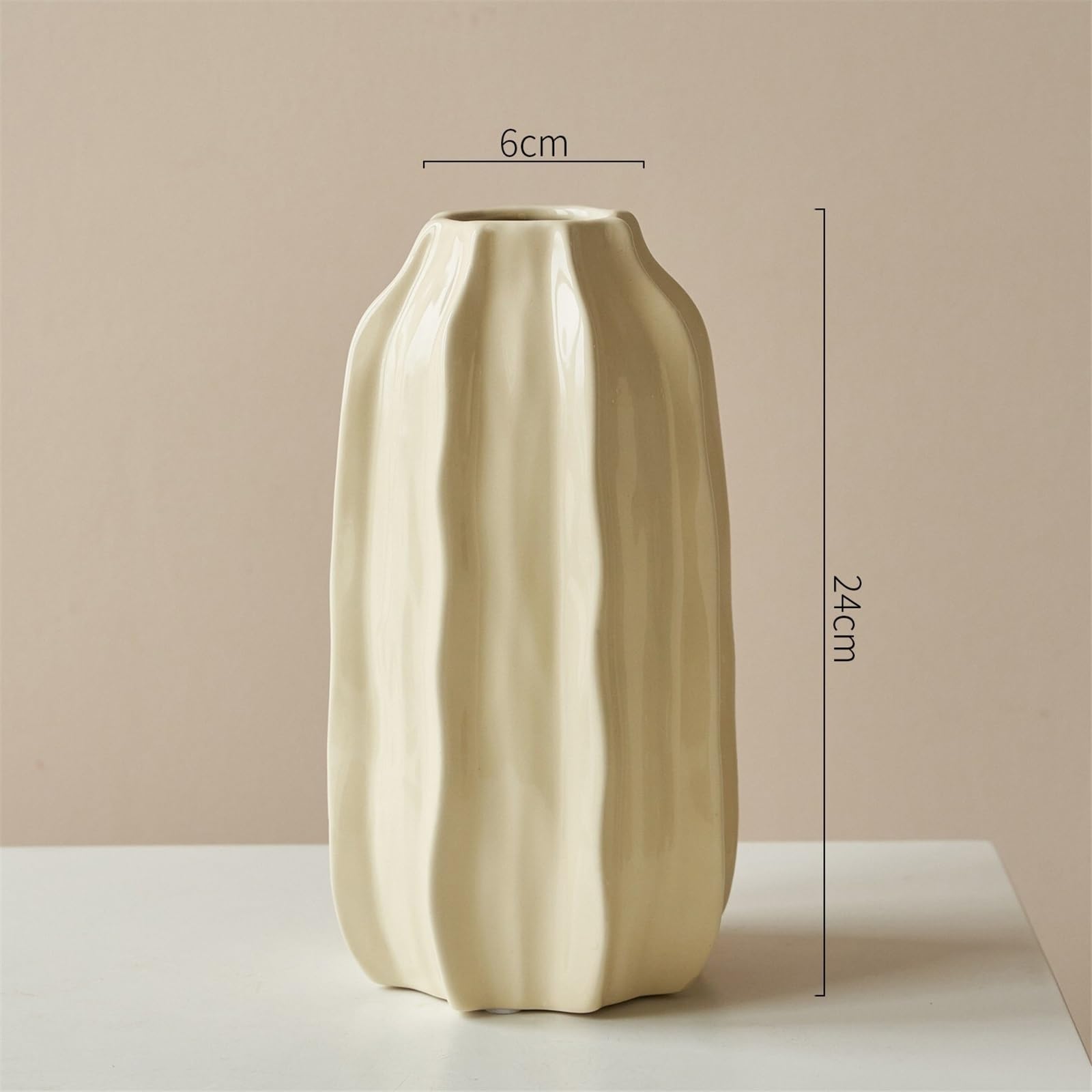 vasi per Arredamento Vaso in Ceramica scanalata Beige Crema