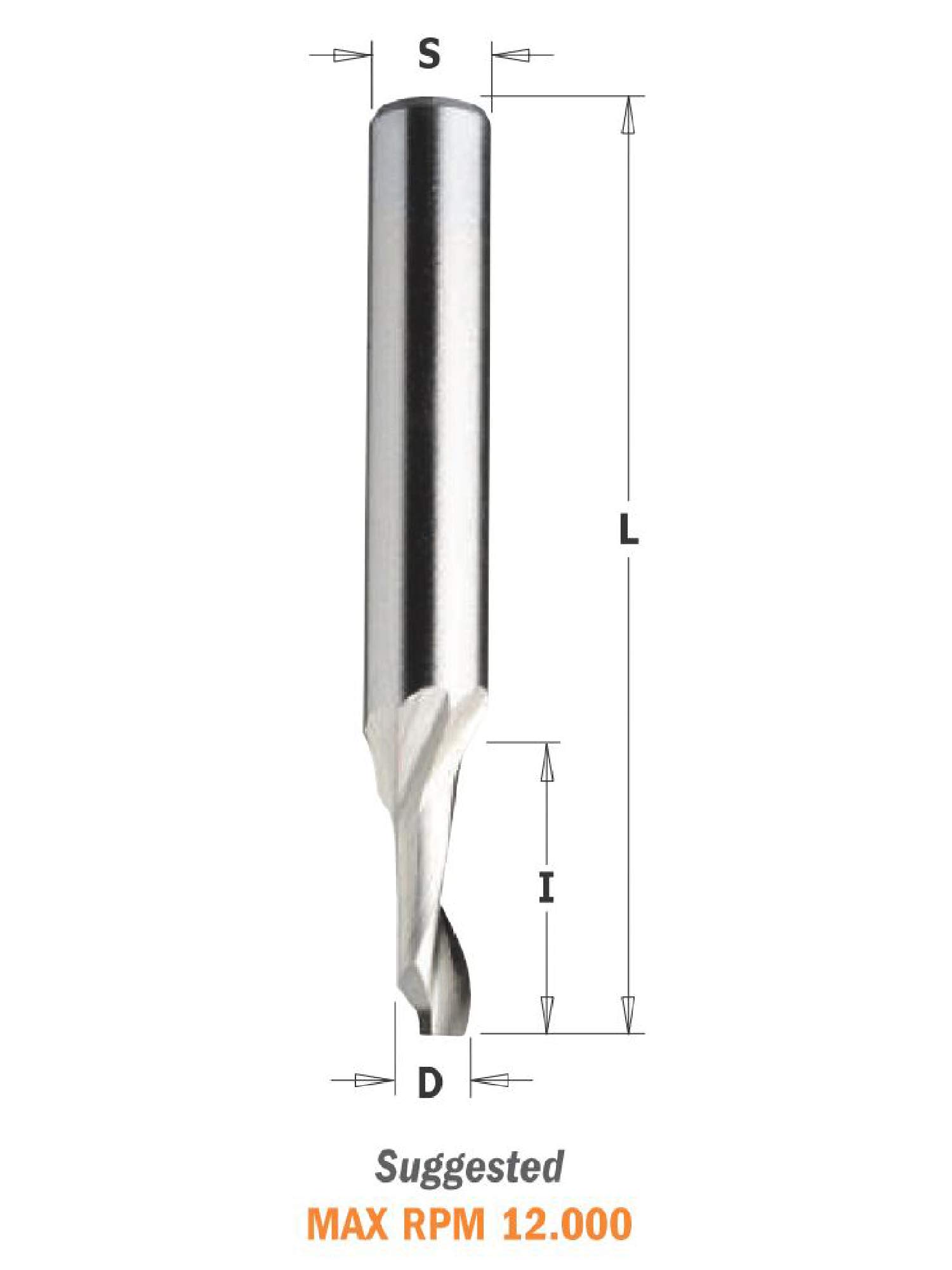 CMT Orange Tools 188.081.51 - Fresa helicoid. z1 pos. hss para alu/pvc d 8x40x100 s 8 dx