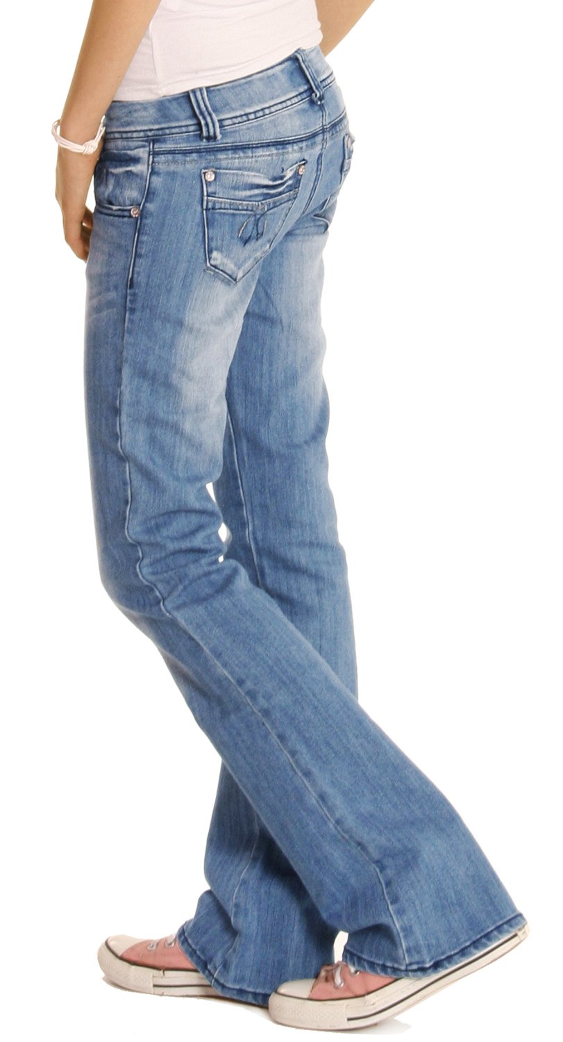 Bootcut Jeans Hose - hüftige Jeans in lockerer Loose Fit Passform - Damen - j06x