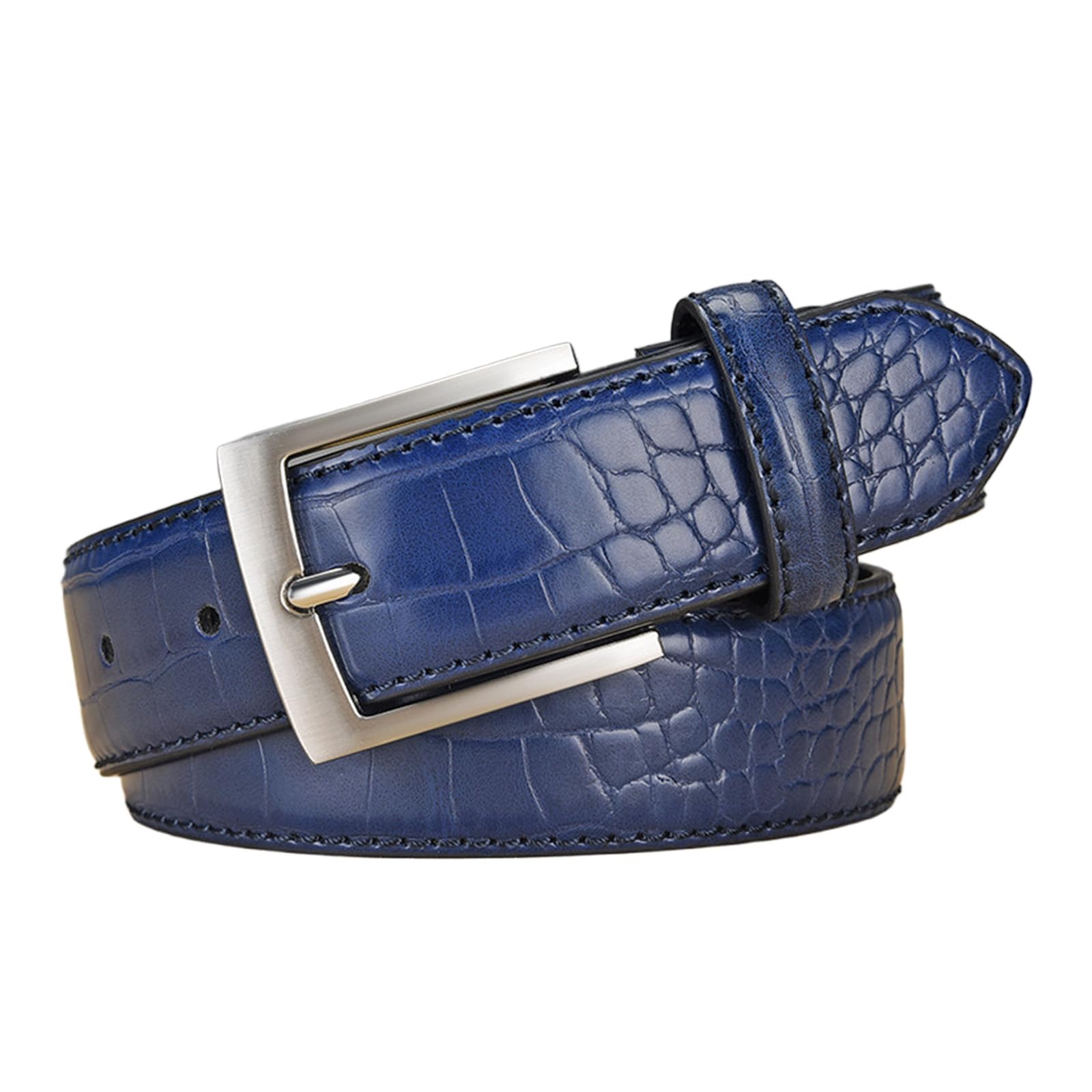 Jiary Men's Dark Blue Classic Dress Belts, Crocodile Embossed Belts Casual Business Belt For Jeans Shirt Pants,,110Cm/43.3''