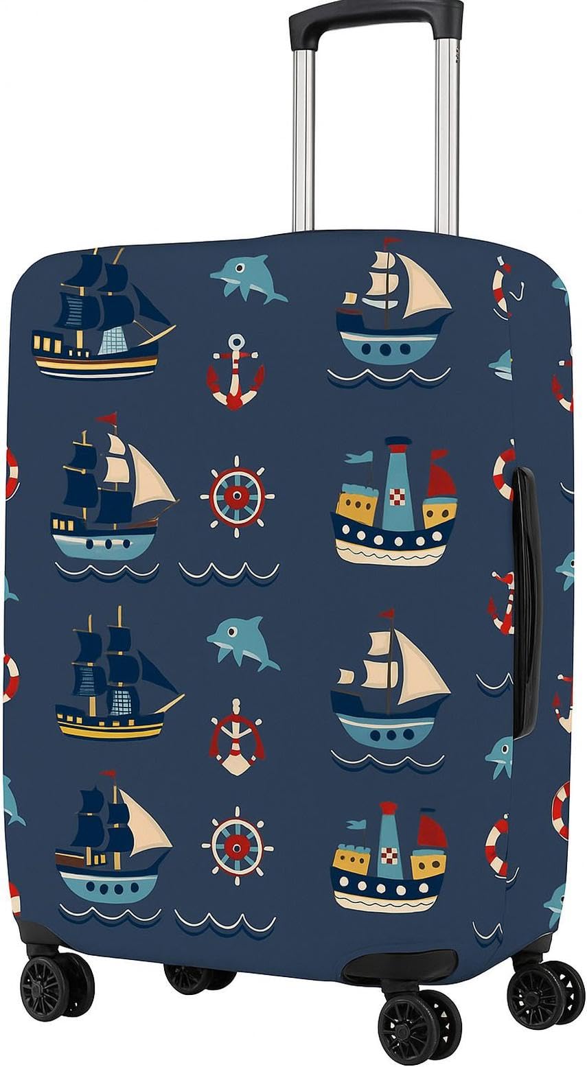 premium printed polyester luggage cover for trolley bags stretchable suitcase protector for travel and dust protection