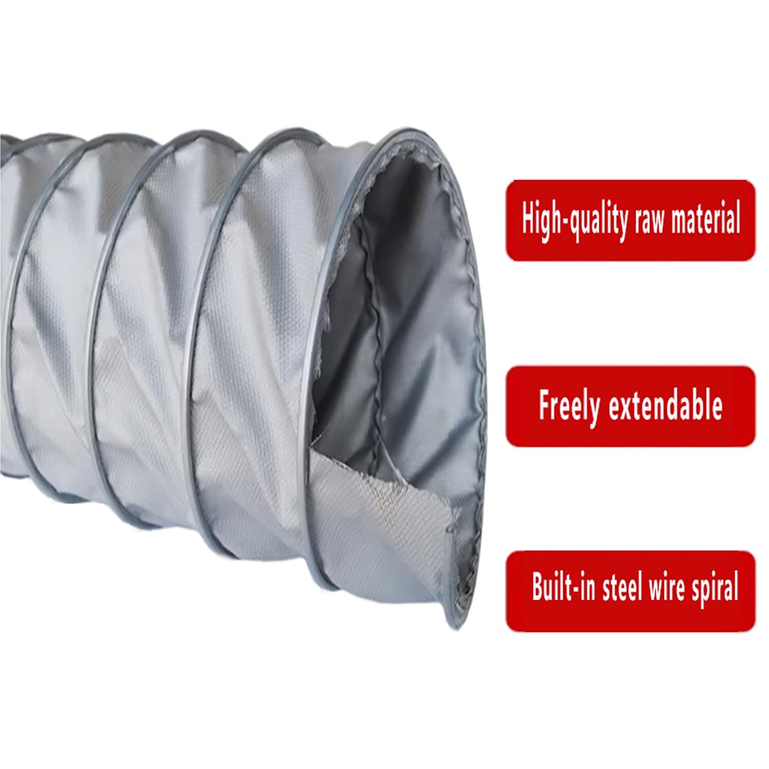 Manguera de extracción de polvo, manguera de ventilación resistente a altas temperaturas para Extractora, Secadora y Restaurantes(2m,63mm)