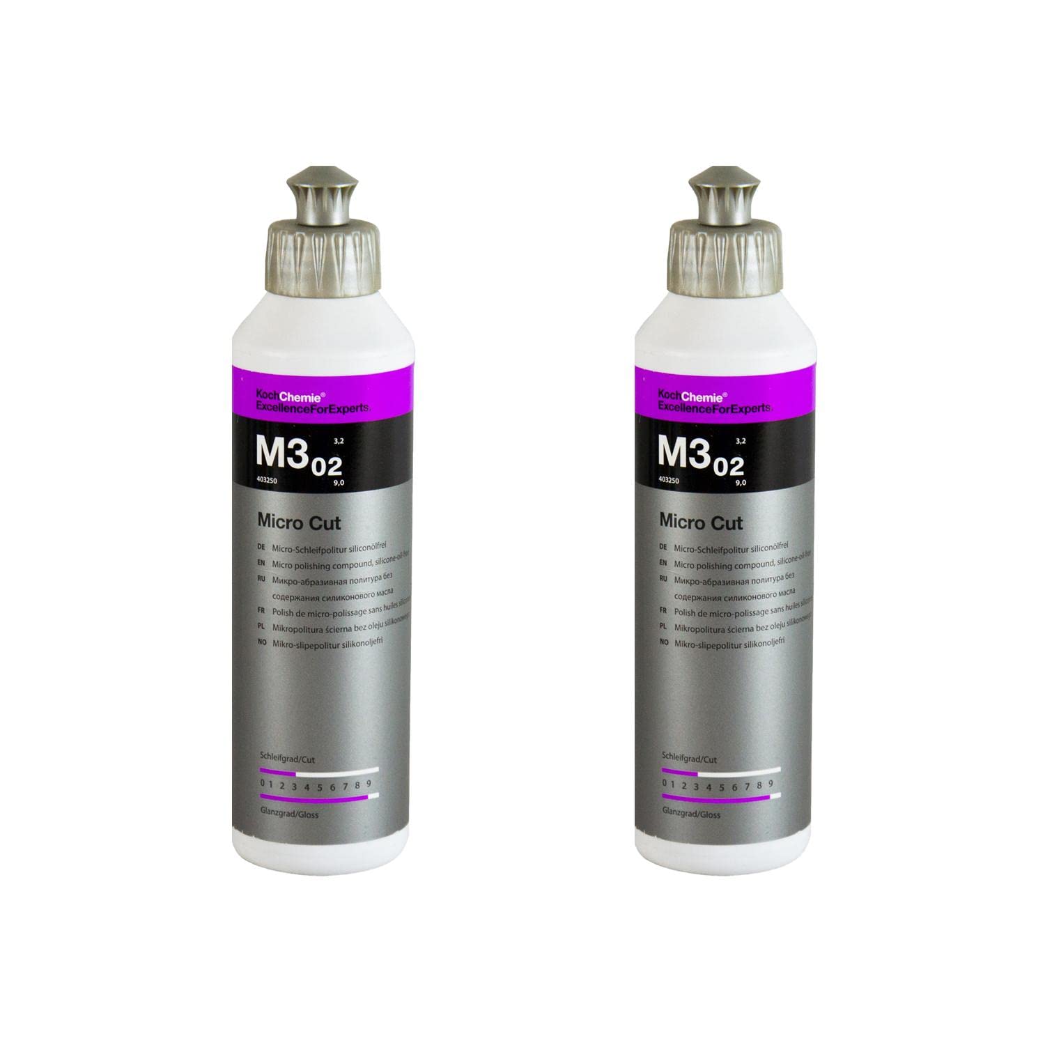 2X KOCH Chemie M3.02 Micro Cut politura antyhologramowa na wysoki połysk, 250 ml