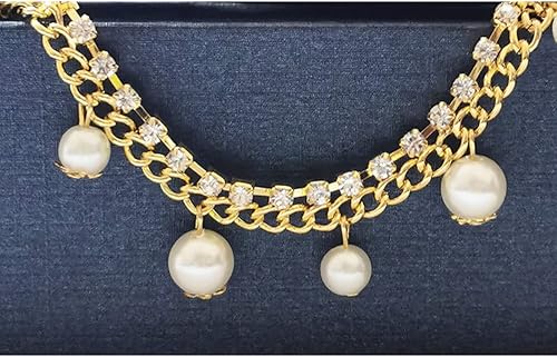 Miniatura 4 de Collar para mascotas con perlas brillantes y deslumbrantes, collar de cadena de oro para gatos y perros