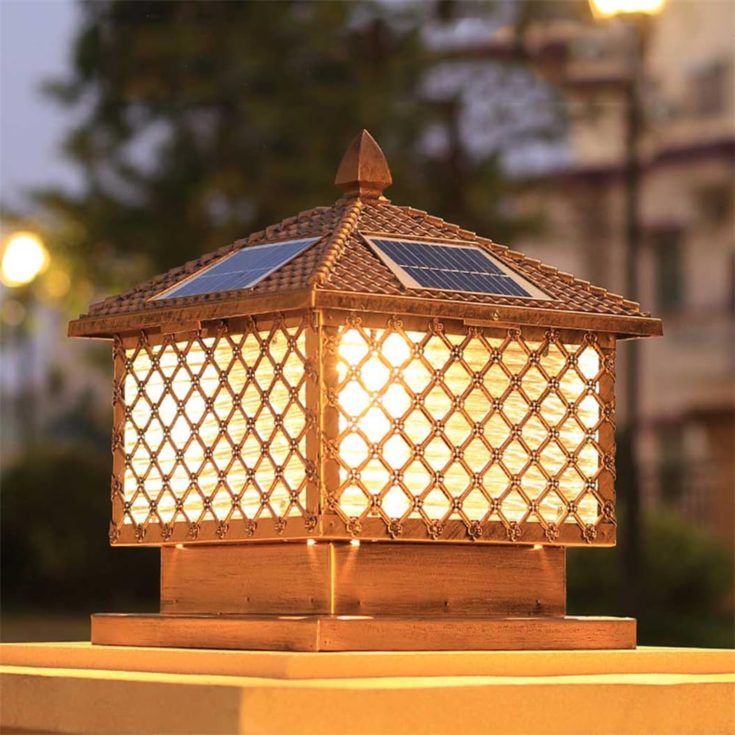 HCIPJQY 1 Pack Solar Post Lights,Solar Powered Decor Lanterns Lights 3 Brightness Modes Decorative Solar Lights Column Lighting for Fence Post Cap Deck