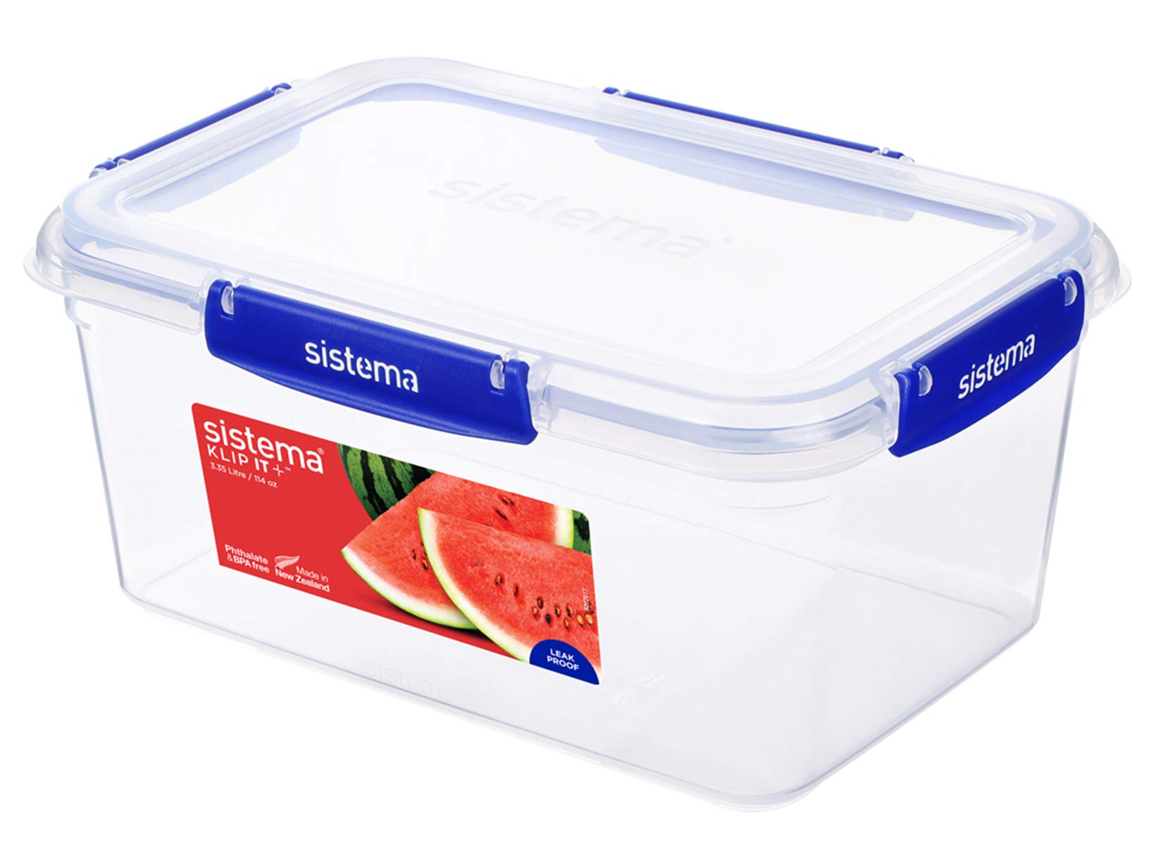 Sistema 888303 Klip It Plus Polypropylene Container, Rectangular, 0.45Lt, Drip Free, Transparent, 3.35 l