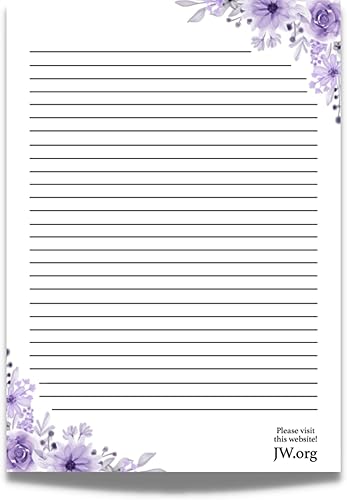 Miniatura 1 de JW - Bloc de notas con forro de papel A4, papel de papelería, hojas de escritura (flores púrpuras)