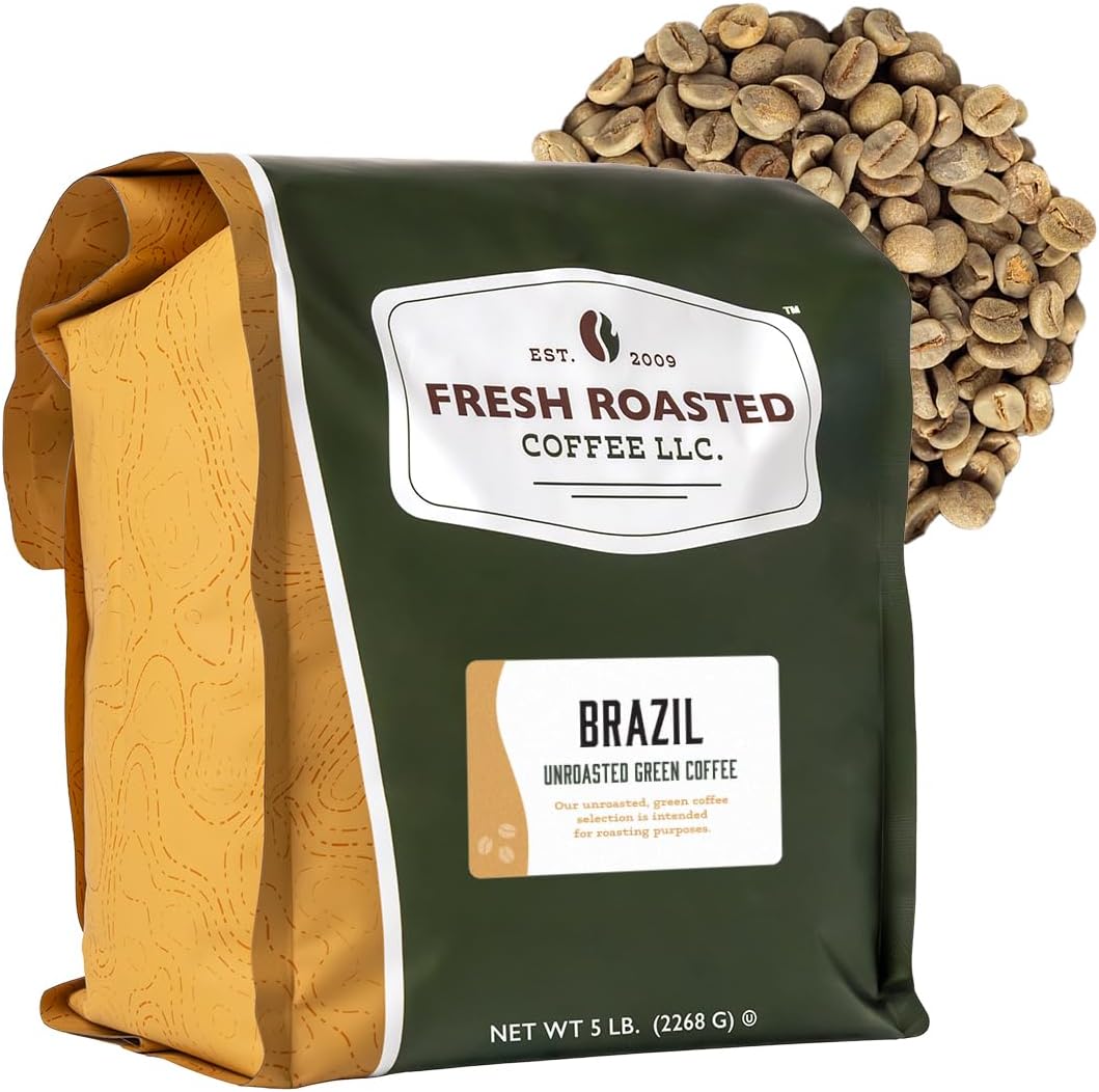 - Fresh Roasted Coffee, Brazil Unroasted Green Coffee Beans for Home Roasting, Kosher, 5 lb (80 oz)