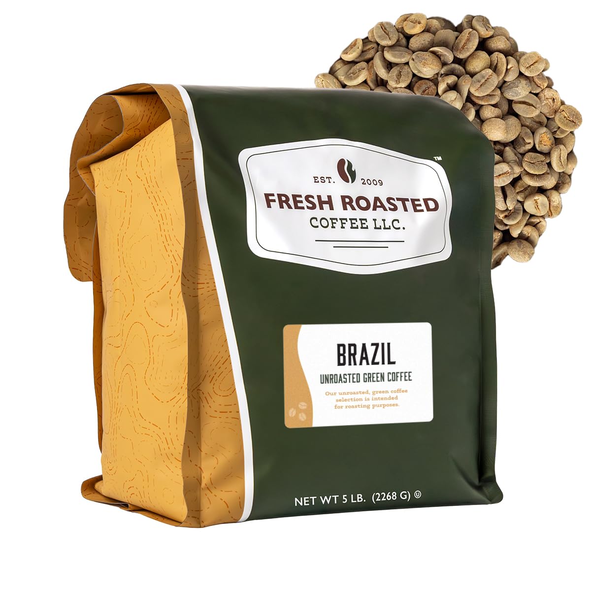 Green Unroasted Coffee, 5 Lb. Bag, Fresh Roasted Coffee LLC. (Brazilian) by Fresh Roasted Coffee LLC.