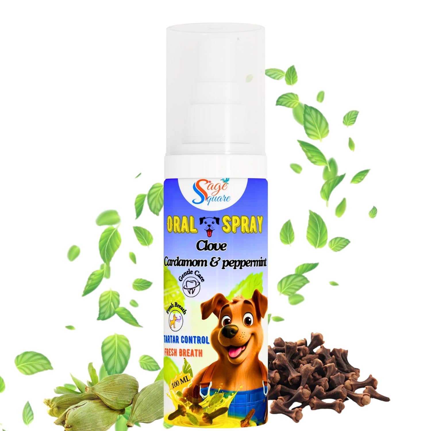 Sage Square Clove, Cardamom & Peppermint Oral Spray: Dental Spray for Easy Brushless Cleaning, Reduces Plaque & Freshens Breath Instantly, Teeth & Gum Spray, Dog & Cat Mouth Care, Fresh Breath(100ml) (B0D9GPDS8C) Amazon Price History, Amazon Price Tracker