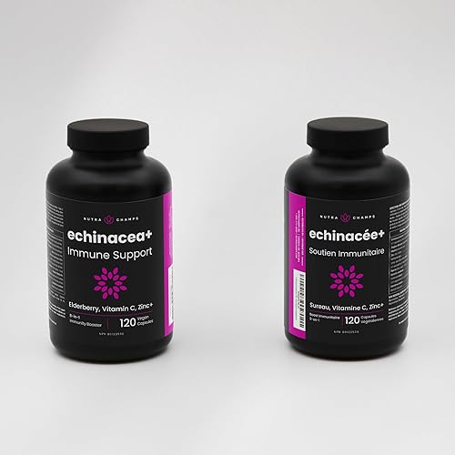 Miniatura 2 de NutraChamps Echinacea Capsules 1000mg - Suplemento de apoyo inmunológico 8 en 1 - Equinácea Goldenseal, vitamina C, zinc, jengibre, saúco - 60