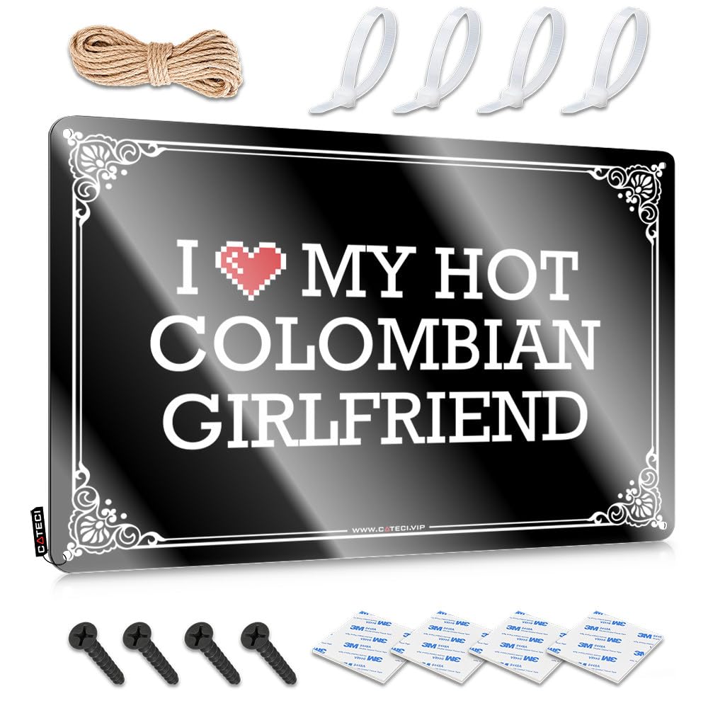 Funny Wall Art Custom Waterproof Artwork, Novelty Retro Print For Cafe Pub Score | Coffee Pre-drilled Custom I Love My Hot Colombian Girlfriend(30X40CM)