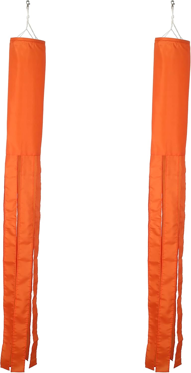 Orange Flag WindSock Solid Color 2 Pack Stripes Wind Socks For Yard And Garden Flag, 60 inch