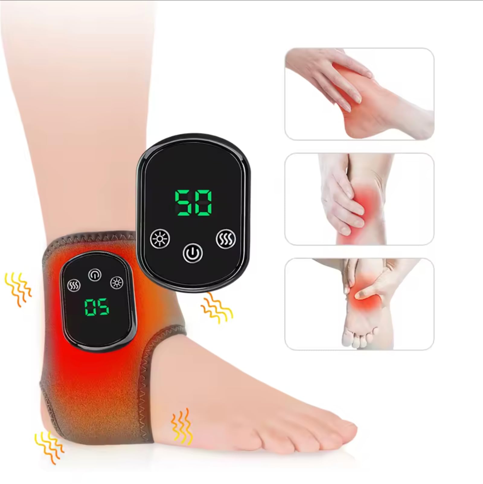 Eincov SootheStep 3-in-1 Massager Tragbares elektrisches Fußmassagegerät Kabelloses Fußgelenkmassagegerät mit 3 Vibrationsmodi und 5 Wärmeeinstellungen
