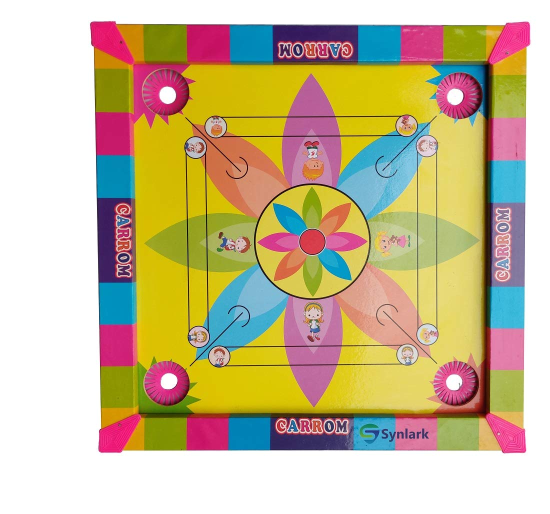 Synlark Wooden Material Practice Colorfull Carrom Board with 4 Extra Games Ludo, Chess, Snakes and Ladders, junggler Kids | Serious Professional Practice with Coins Striker (20 inch) (B08X15CJN7) Amazon Price History, Amazon Price Tracker