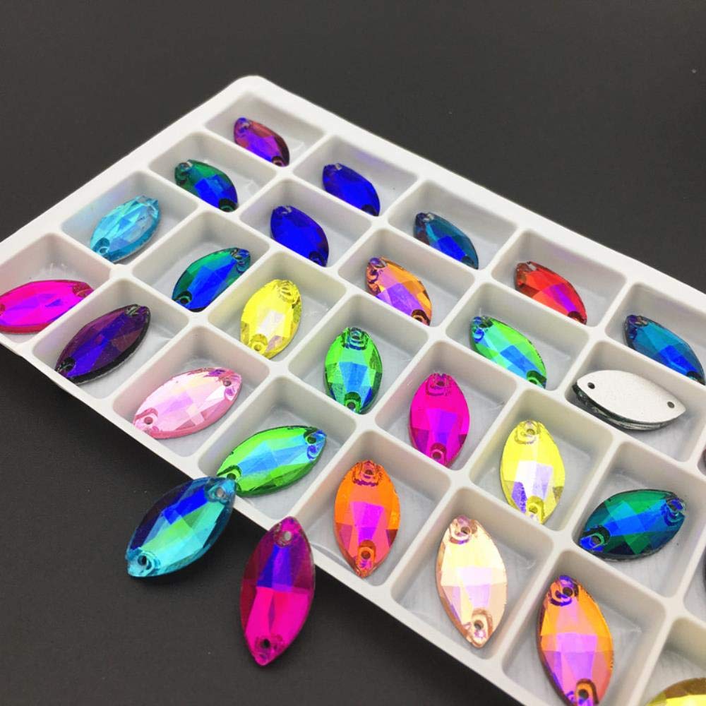 Schiena Piatta AB Navette A Forma Di Vetro Strass Di Cristallo Occhio - Foto 5