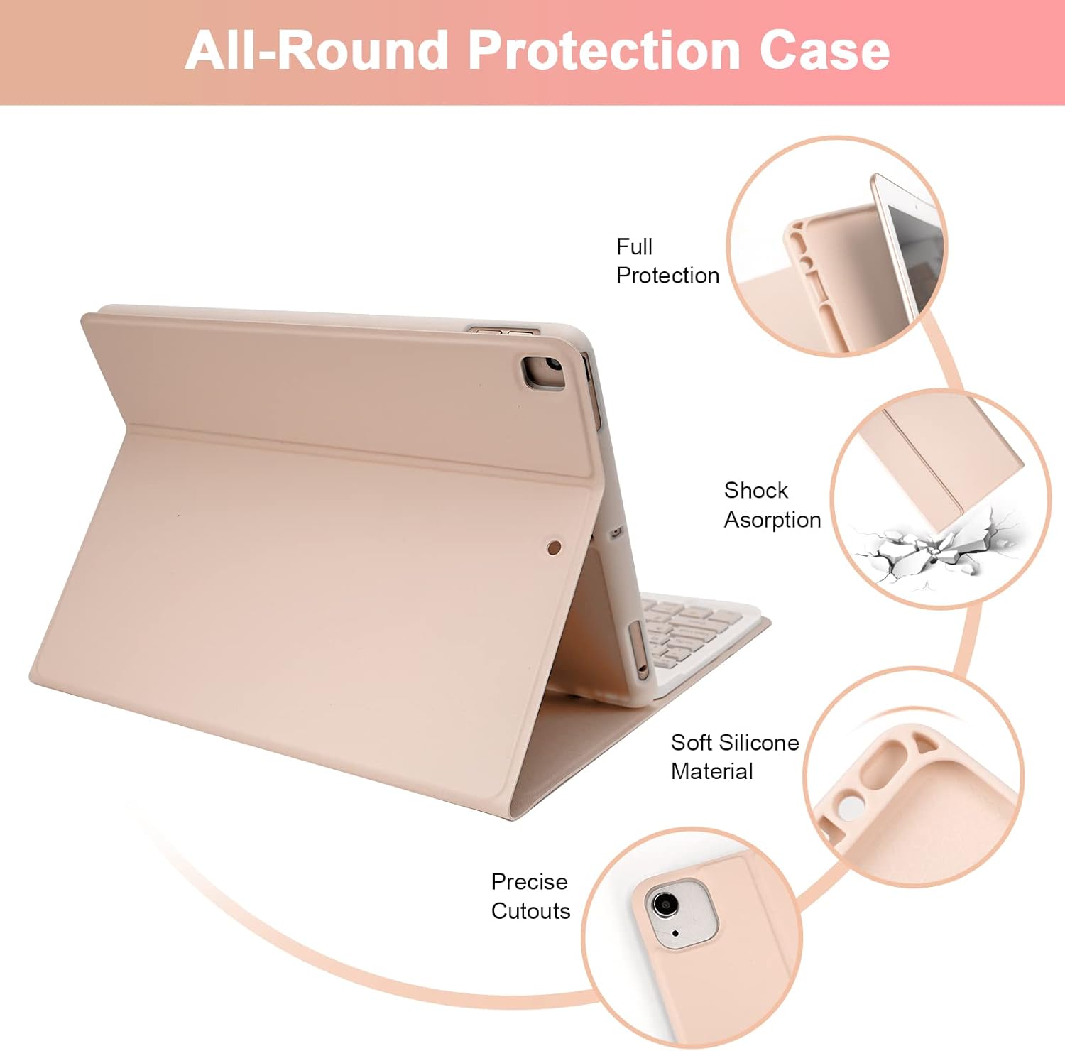 LAMA Wireless Keyboard Case with Mouse for iPad 10.2" 9th 8th 7th Generation, Detachable Bluetooth Keyboard with Pencil Holder for iPad 10.2 Inch/iPad Air 10.5"(3rd Gen)/iPad Pro 10.5 in, Pink - Image 4