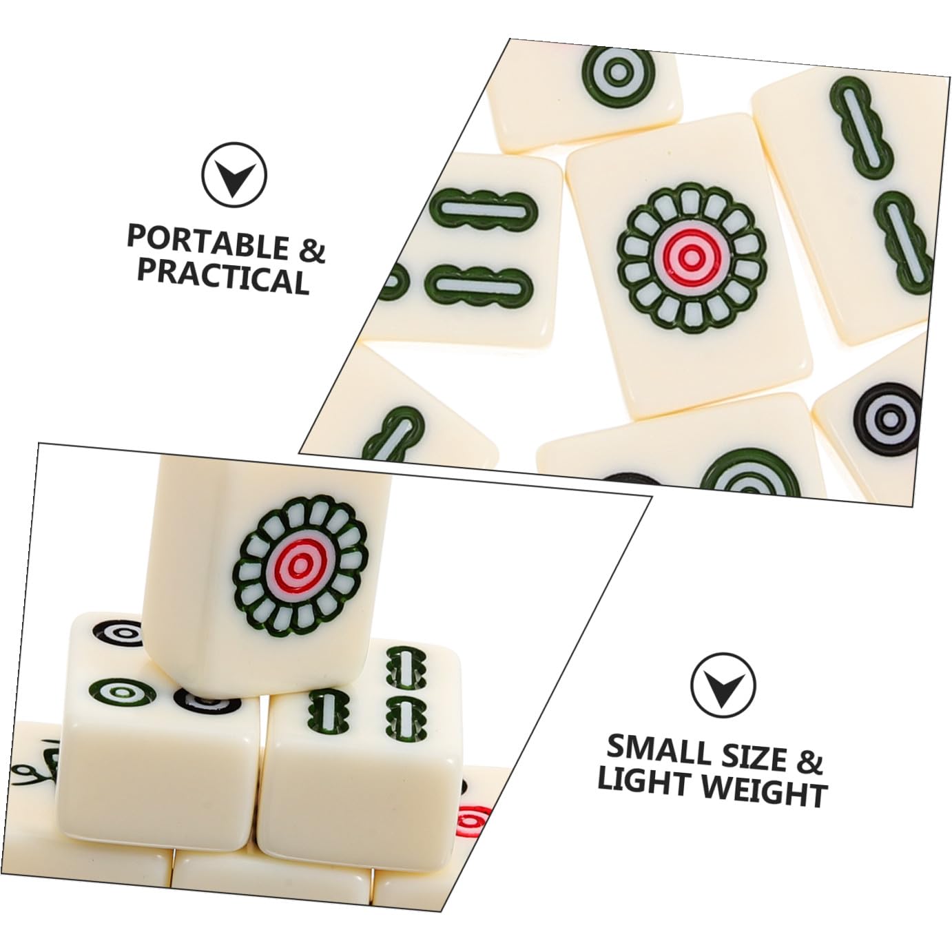 Kreatives Weißes Reise Mahjongspiel aus Melamin und PVC mit Kompletten Zubehör Praktisches Kleiner Mahjong Satz zur Geduldförderung für Indoor und Riegel