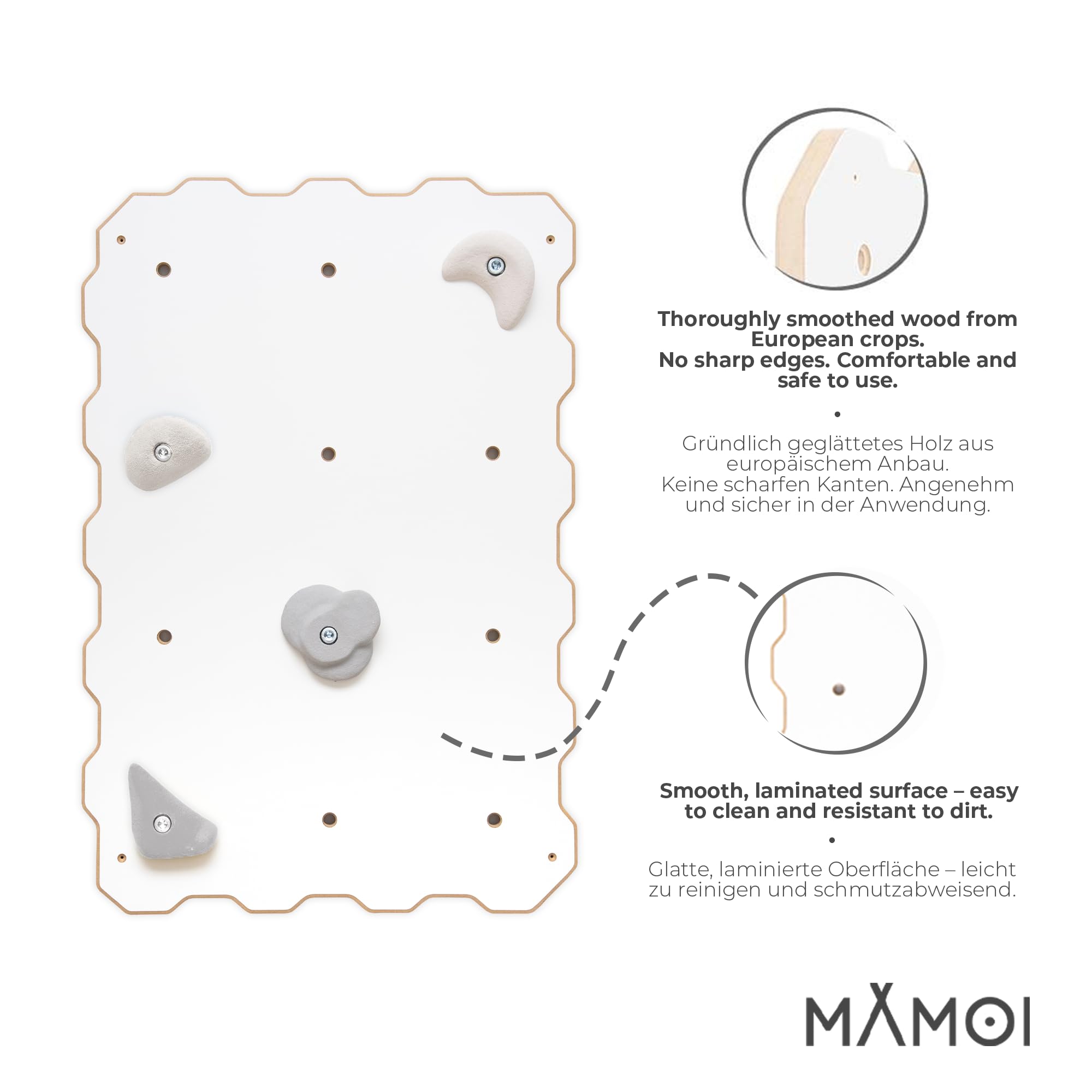 MAMOI® Parete da Arrampicata per Bambini, Palestra da Interno, Attrezzatura con o Senza Prese, Spalliera Svedese per Uso Domestico