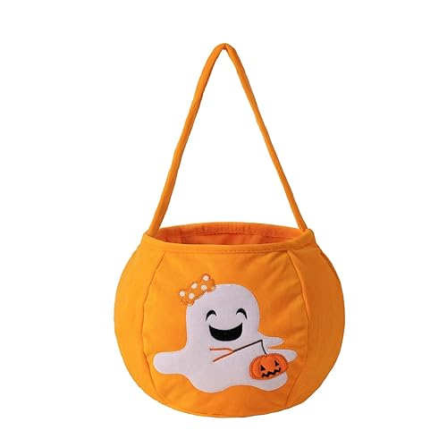 Bolsas de caramelo de calabaza de Halloween, cesta de Halloween de felpa para trucos o tratos, cesta de calabaza para niños para fiestas de