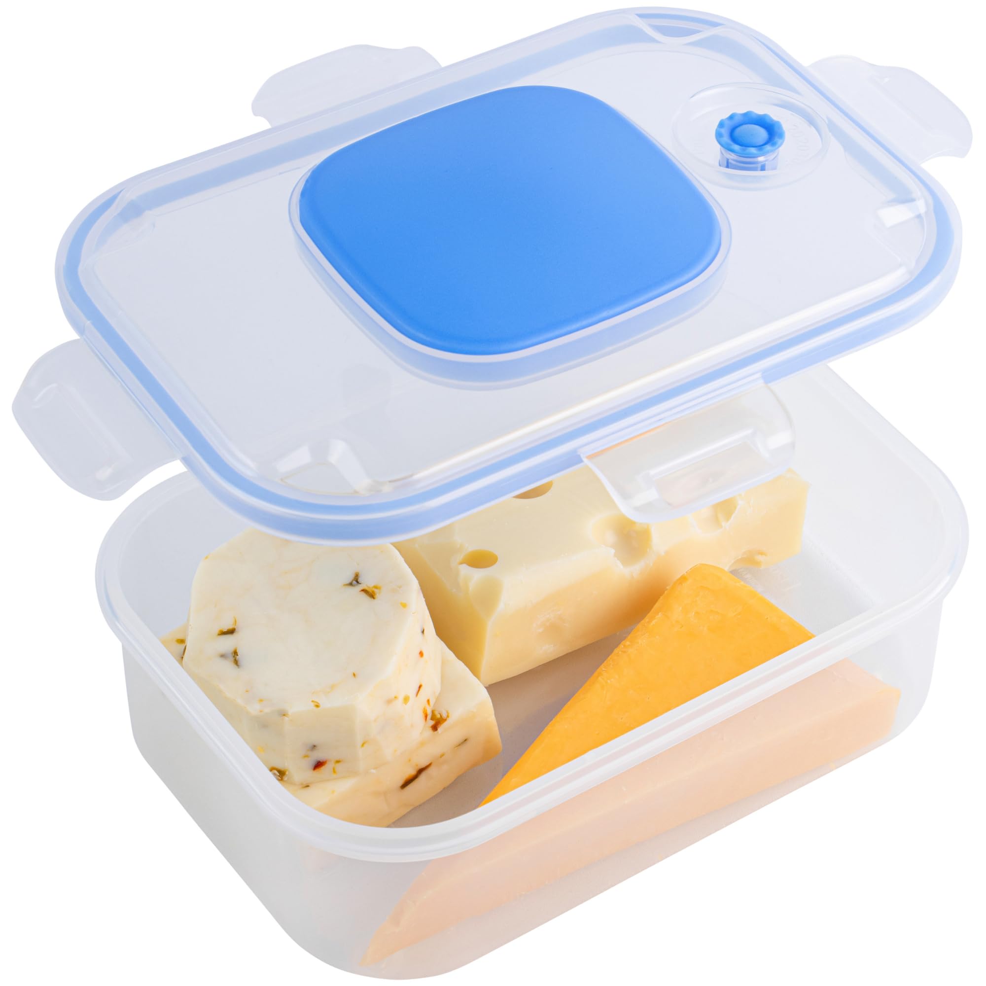 Quick Vac Cheese Saver- Only Cheese Container Made to Keep Your Cheese Fresh. A Cream Cheese, Sliced, Grated & Cheddar Cheese Container & Box for Fridge with an Airtight Lid., Clear