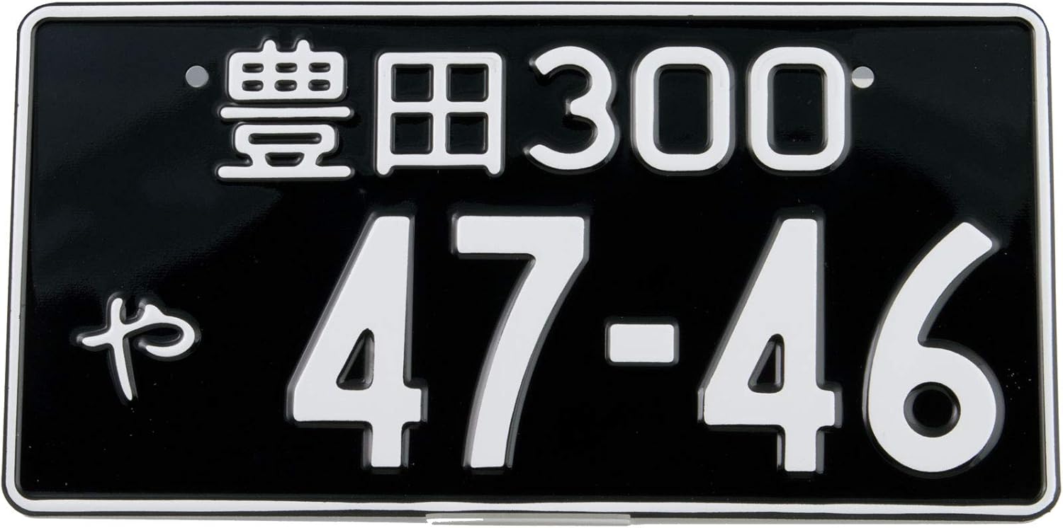Custom Japanese License Plate - Embossed Characters - Customized Text - Matte Black, Gloss Black, & Carbon Fiber Background with White Text