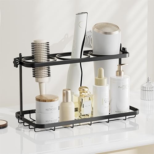 Organizador de herramientas para el cabello, caja de almacenamiento para mostrador de baño y soporte para secador de pelo, organizador de cómoda de