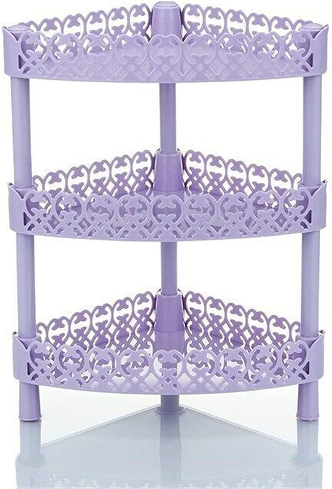 ZUODOOKU 3 Tier Corner Caddy Shelf Storage Rack Organizer Plastic Shower Corner Basket Purple Tripod
