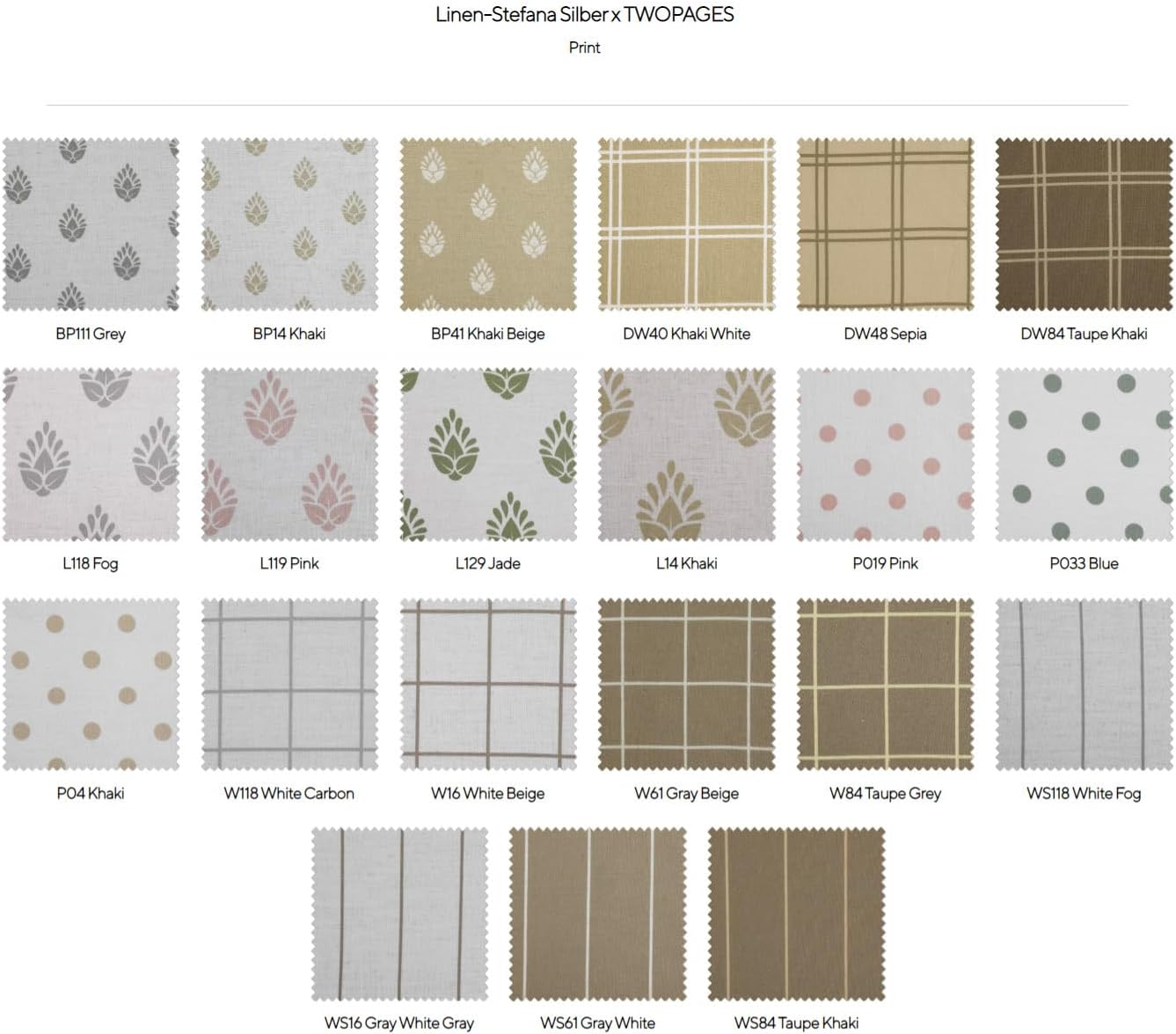 TWOPAGES Stefana Silber x Print Design Polyester Linen Fabric Sample Book