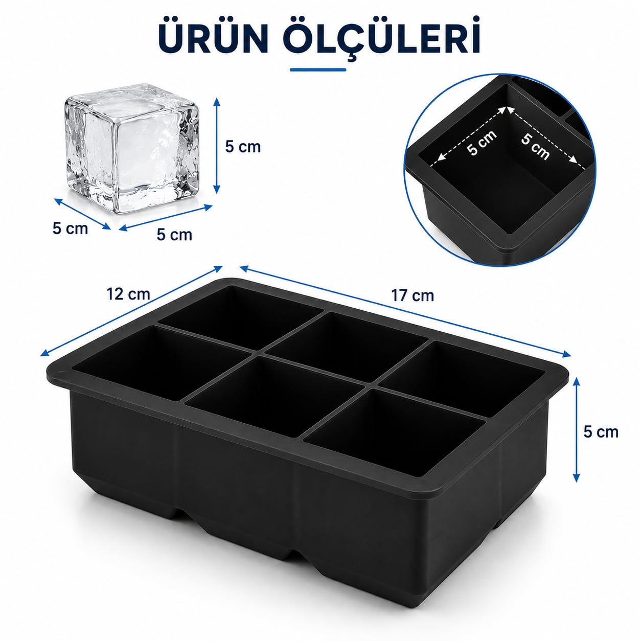 Orret Home Kare Buz Kalıbı | Çok Amaçlı Buz Küpü Kalıbı | | Kare Buz Küpü Kasesi 6 Bölmeli | Kolay Serbest Bırakma Kahve Ev Yapımı Dondurucu için Buz Kalıpları (1 Adet)