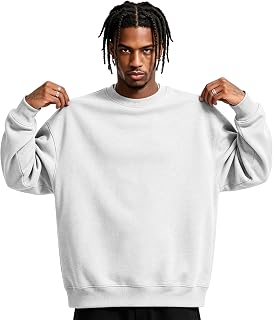 Mens Sweatshirt Oversized Fleece Crewneck Long Sleeve Shirts Pullover