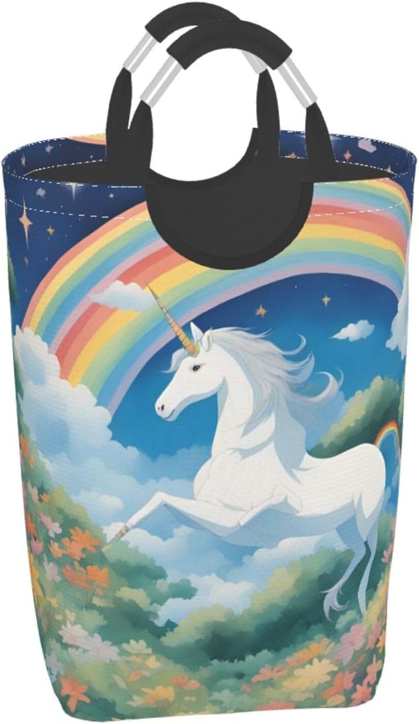 a beautiful unicorns Square storage bag 50L, suitable for multiple scenes, foldable dirty clothes storage basket.