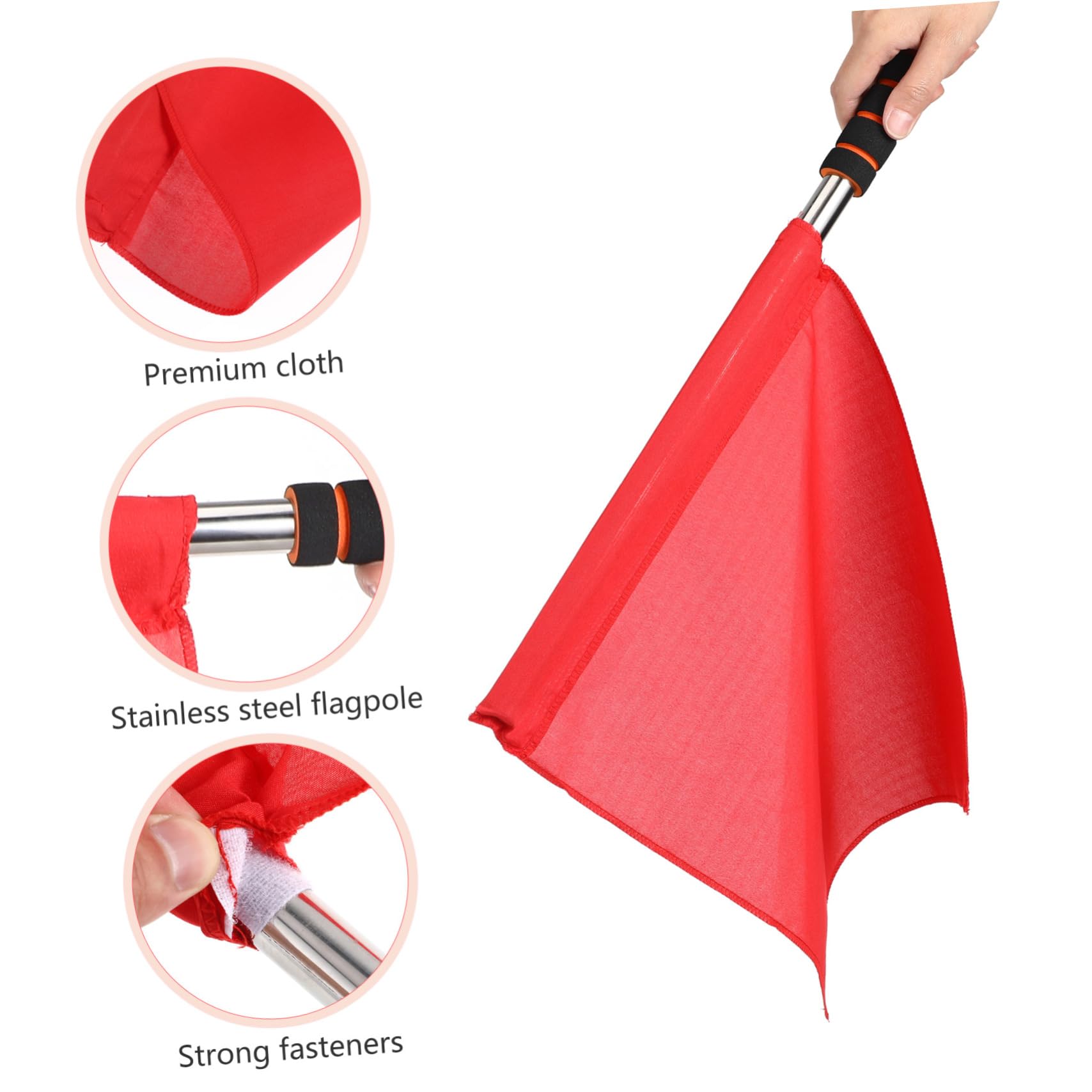 Anneome 4pcs Bandera de árbitro Acero Inoxidable Banderas De Señalización Amarillo Rojo Verde Blanco para Partidos Deportivos Bandera De Comando Ligeramente Diseñado con Mástil Acero Inoxidable