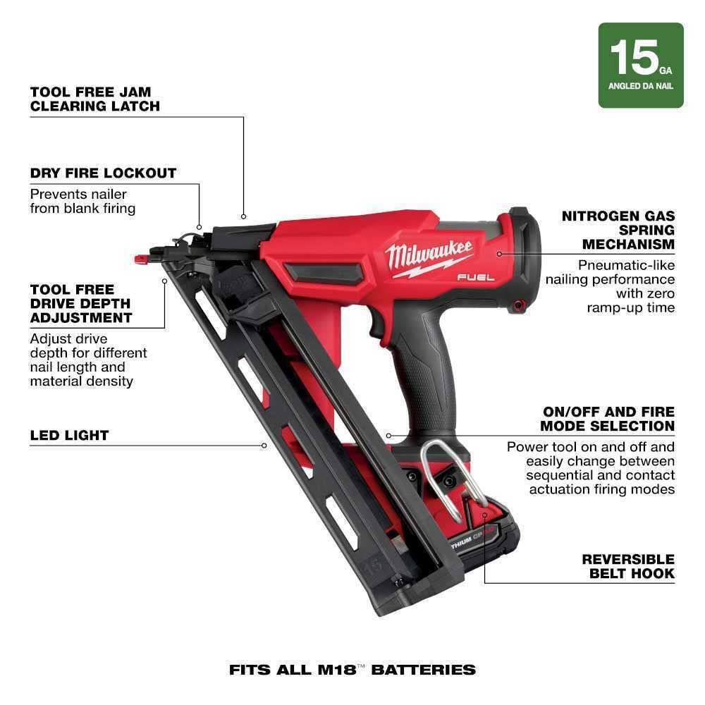 2839-21CT M18 Fuel 15-Gauge Nailer Kit