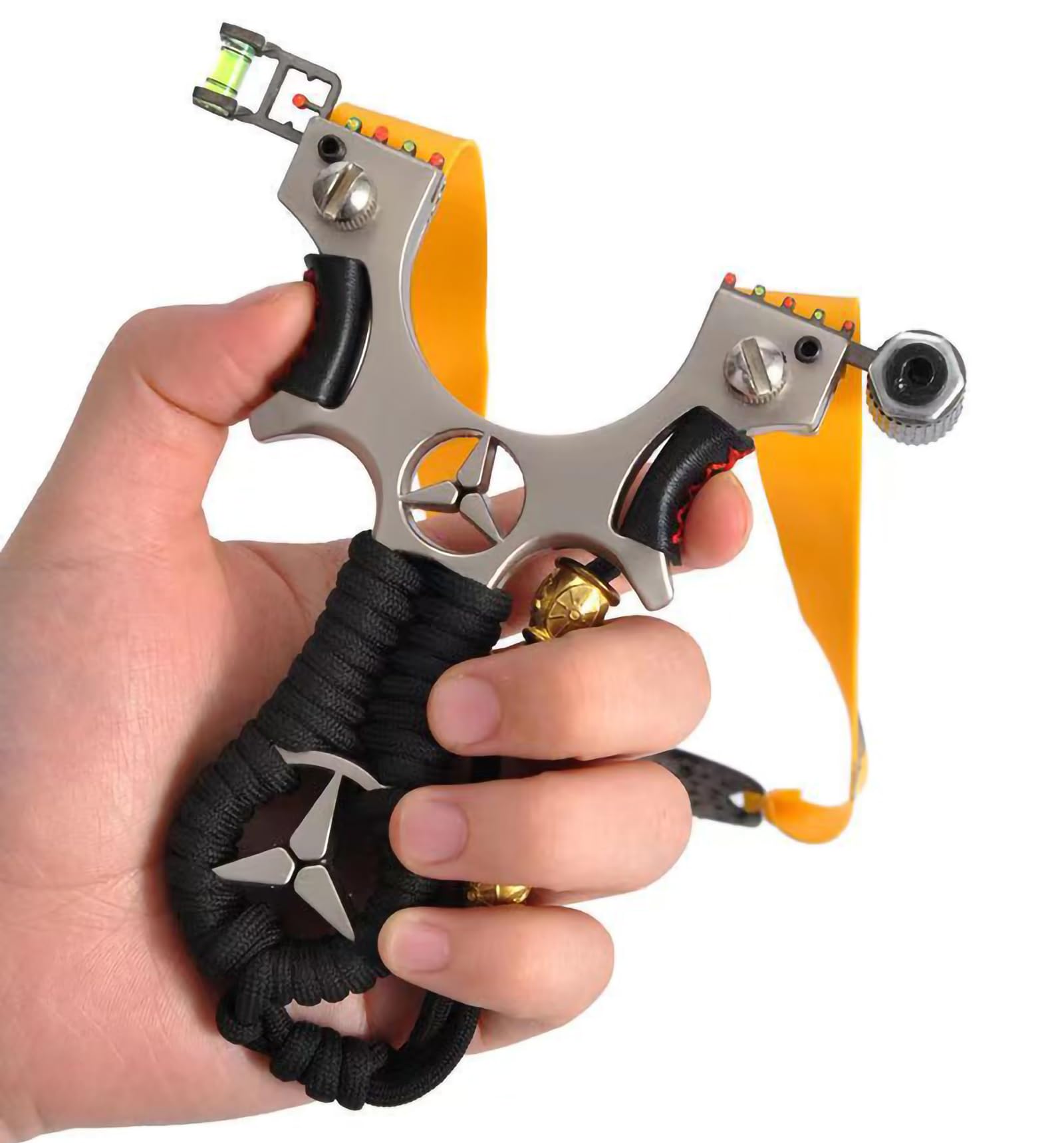 High-Precision Professional Slingshot Laser Aiming Flat Leather Slingshot Rope Art Wrapped Slingshot Outdoor Hunting Catapult