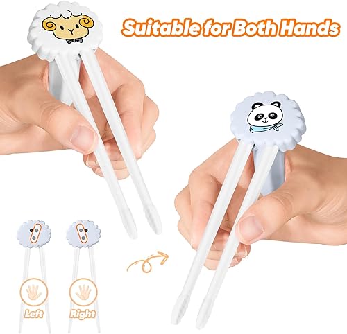 Miniatura 6 de Palillos de entrenamiento para niños y principiantes, 3 pares de palillos lindos para niños con palillos de aprendizaje para diestros o zurdos