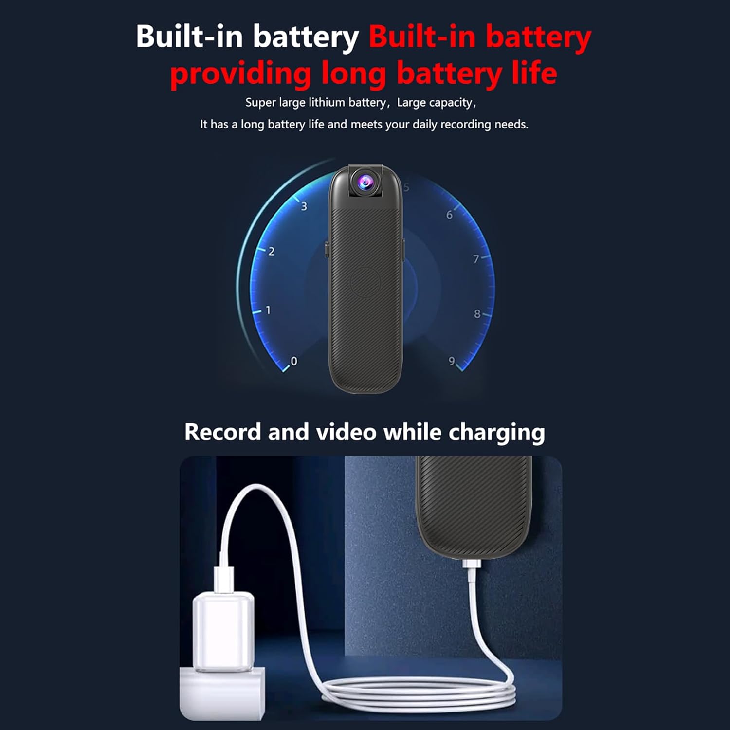 Mini Body Camera 1080P, Wearable Pocket Camera with Clip, 180° Rotatable Lens,Night Vision and Audio Recording for Security Guard, Law Enforcement, Work Records, Travel Evidence