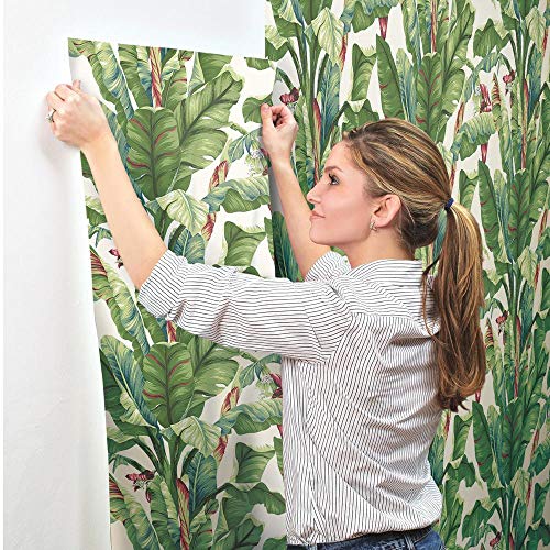 York Wallcoverings Tropics Banana Leaf Removable Wallpaper, Green #TOP4