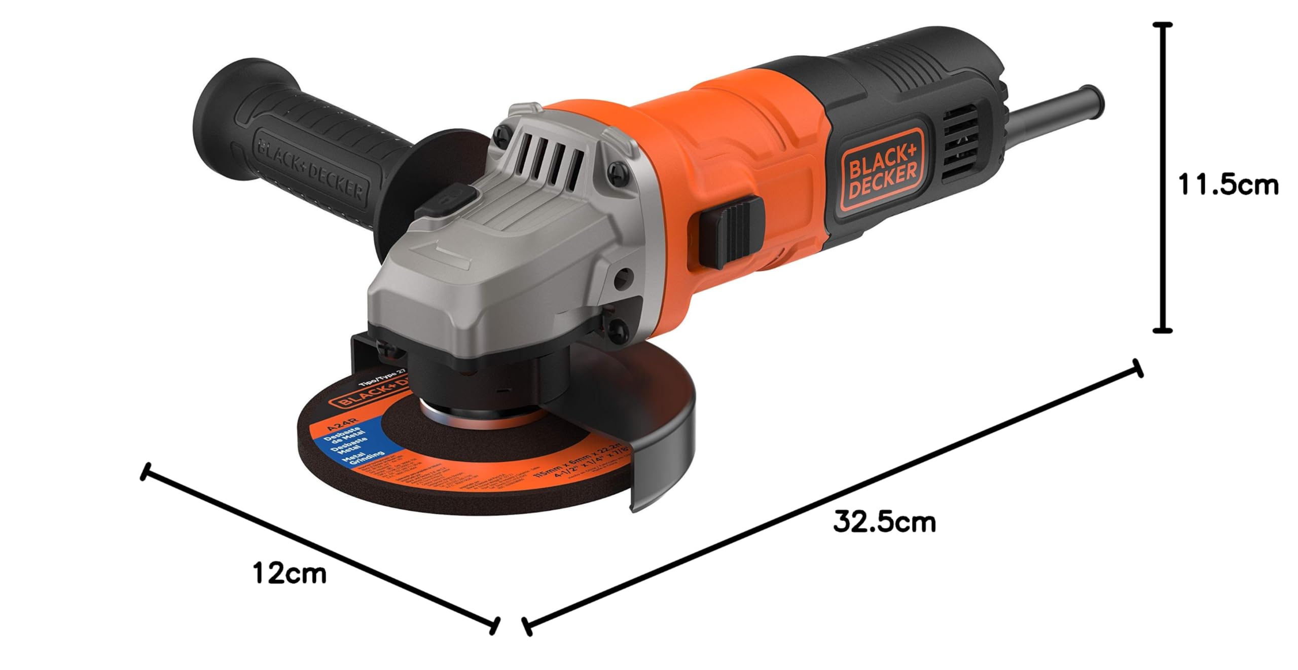 BLACK+DECKER Amoladora angular compacta con cable de 15mm 710W, BEG010-QS,