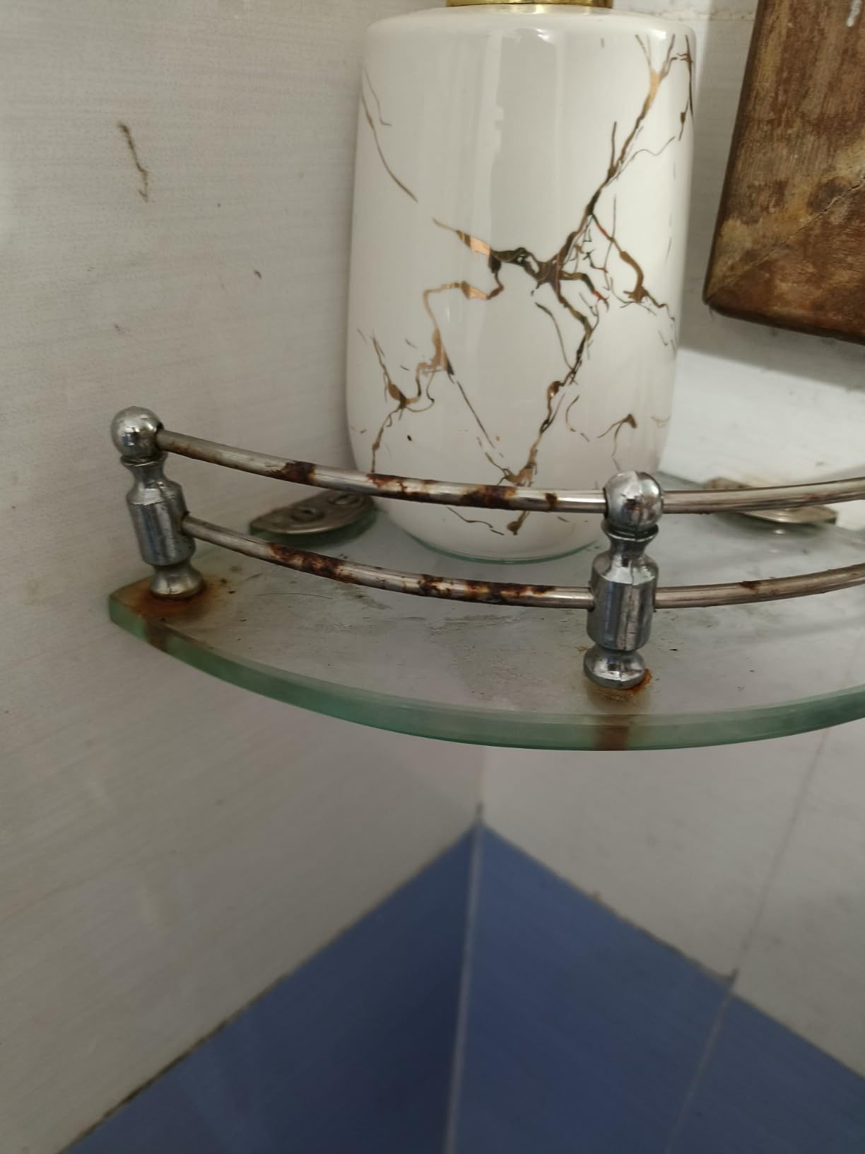FC Transparent Glass Corner Shelf for Bathroom/Wall Shelf/Storage Shelf ...