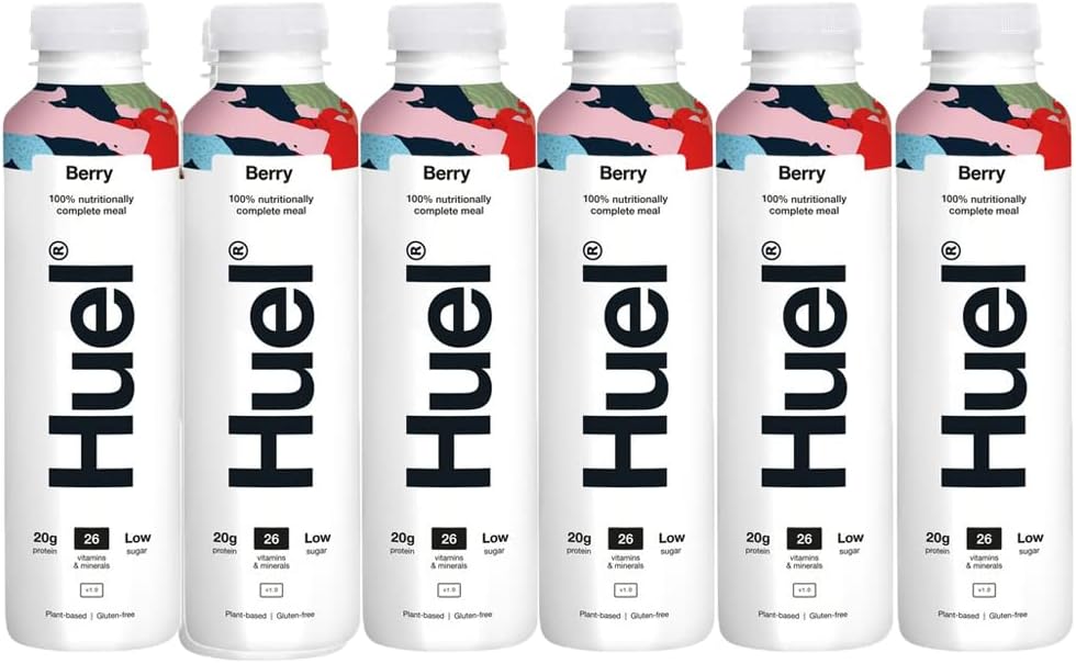 Huel Vegan Berry Fruit Drink Natural Smoothie Meal Vitamins Minerals Low Sugar Protein Juice (6 x 500ml)