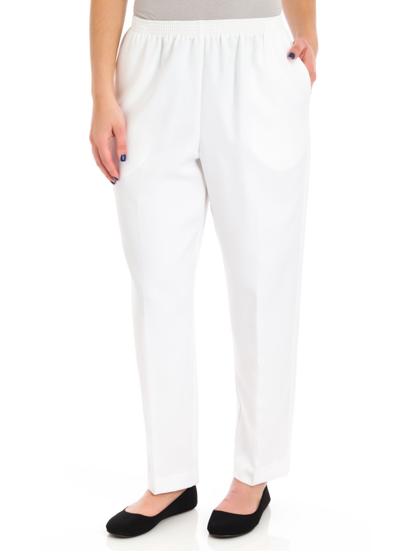 Alfred Dunner Polyester Pull-On Pants - Short White 14